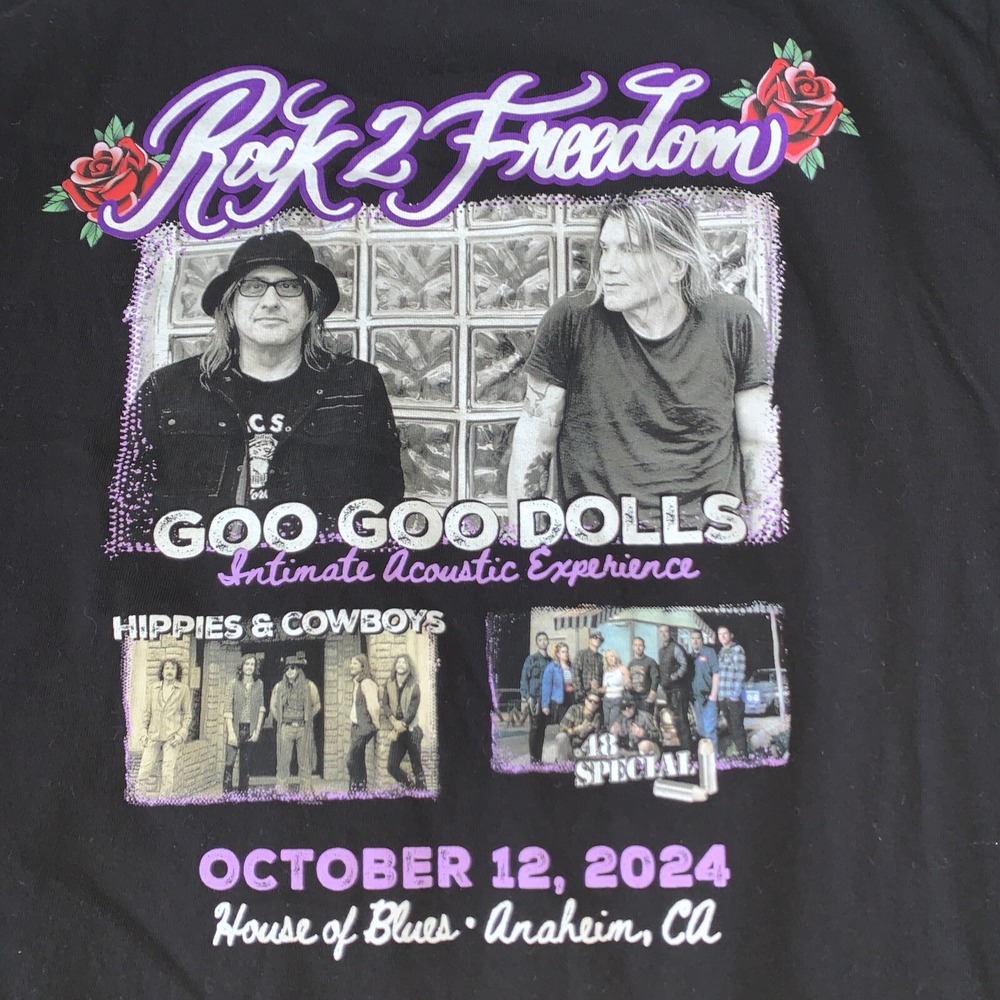 Goo Goo Dolls Tour‎ Acoustic 2024 T Shirt M Black House Of Blues Rock 2 Freedom